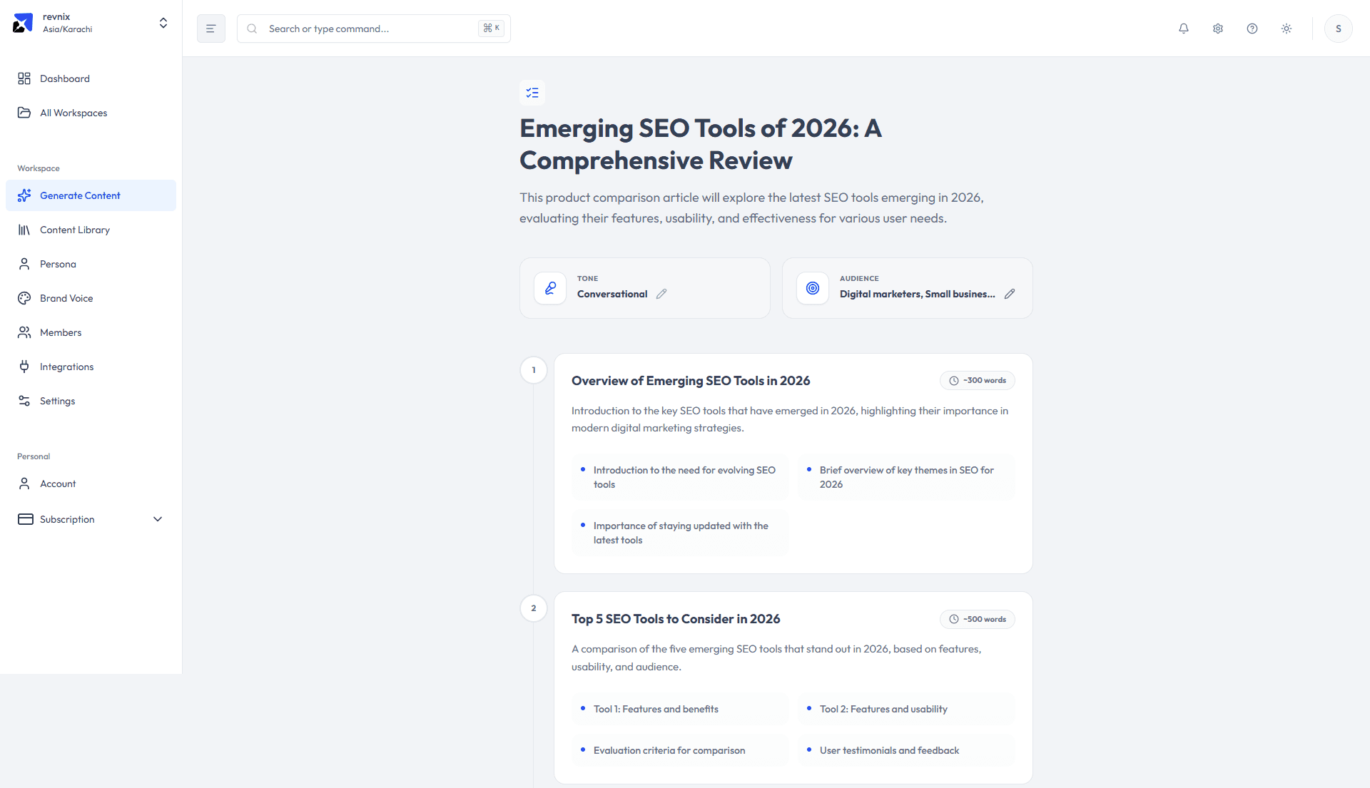 Rext — Review and approve the content outline