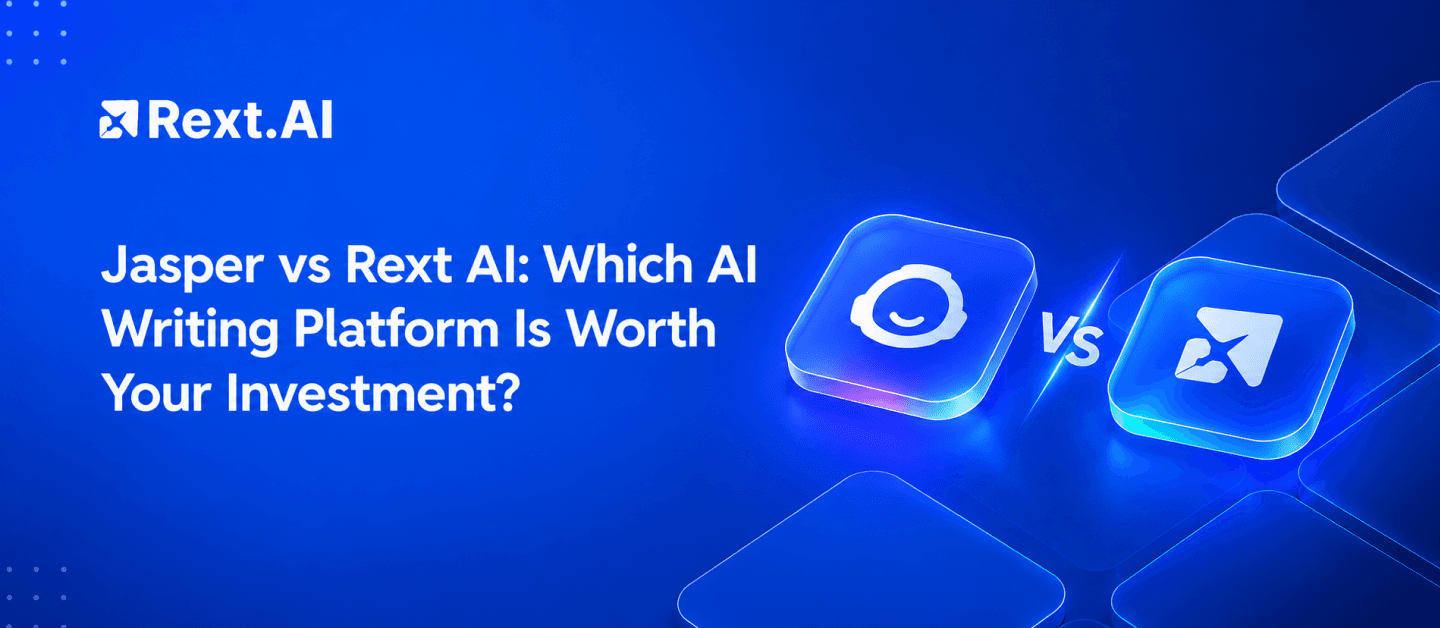 Jasper vs Rext AI: Which AI Writing Platform Is Worth Your Investment? - Blog Post Cover Jasper vs Rext AI AI writing platform comparison for content creation and investment