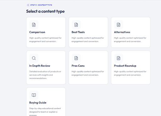 Step 10 – Choose Content Type
