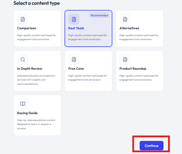 Illustration for Choose Content Type Step 10 – Choose Content Type