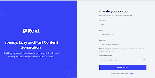 Step 01 – Start Creating Your Account
